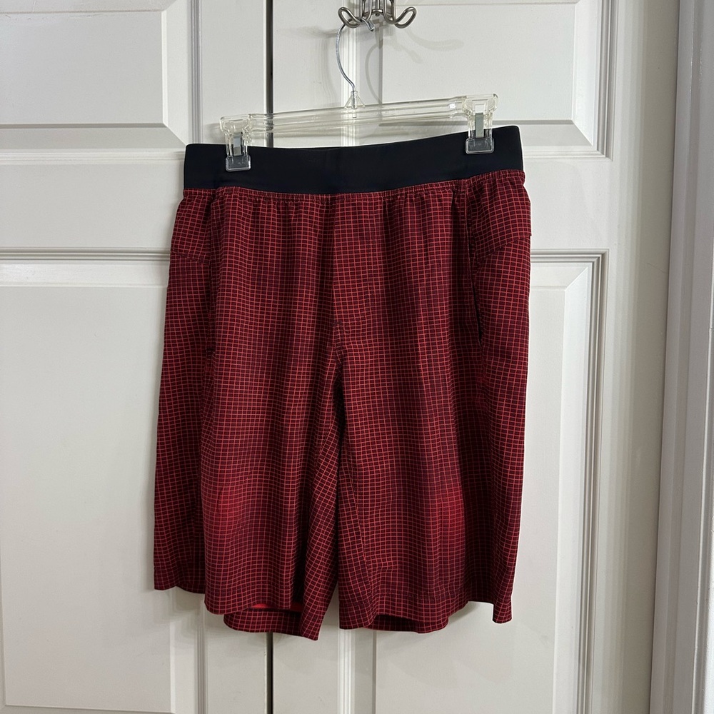 lululemon athletica Red Checkered Men's Athletic Shorts